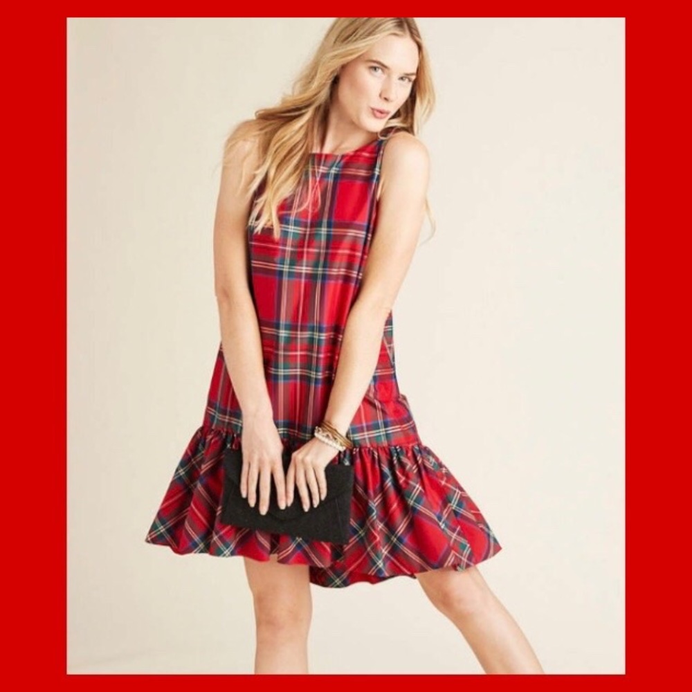 Vineyard Vines red plaid swing dress